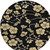 8' Black And Gold Round Floral Washable Indoor Outdoor Area Rug
