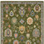 8' X 11' Green Blue And Yellow Oriental Area Rug With Fringe