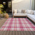 9' X 12' Blush Ivory And Copper Plaid Washable Indoor Outdoor Area Rug