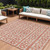 10' X 14' Salmon And Ivory Geometric Washable Indoor Outdoor Area Rug