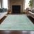 8' X 10' Mint Green And Silver Abstract Washable Indoor Outdoor Area Rug