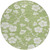 8' Artichoke Green And Ivory Round Floral Washable Indoor Outdoor Area Rug