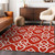 8' X 10' Red And Ivory Trellis Washable Indoor Outdoor Area Rug