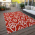 8' X 10' Red And Ivory Trellis Washable Indoor Outdoor Area Rug