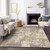 9' X 12' Lavender Gold And Beige Abstract Washable Indoor Outdoor Area Rug