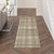 12' Olive Green and Ivory Plaid Runner Rug