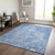 9' X 12' Sky Blue And Navy Blue Abstract Washable Indoor Outdoor Area Rug