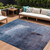 8' X 10' Navy Blue And Sky Blue Abstract Washable Indoor Outdoor Area Rug