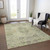 8' X 10' Artichoke Green Brown And Beige Floral Washable Indoor Outdoor Area Rug