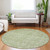 8' Artichoke Green And Ivory Round Floral Washable Indoor Outdoor Area Rug