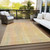8' X 10' Yellow and Orange Striped Washable Non Skid Indoor Outdoor Area Rug