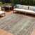 9' X 12' Brown Beige And Taupe Abstract Washable Indoor Outdoor Area Rug