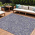 8' X 10' Eggplant Purple And Gray Floral Washable Indoor Outdoor Area Rug