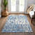 8' X 10' Denim Blue And Ivory Abstract Washable Indoor Outdoor Area Rug