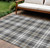 8' X 10' Charcoal Ivory And Gold Plaid Washable Indoor Outdoor Area Rug