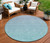 8' Sky Blue And Teal Blue Round Ombre Washable Indoor Outdoor Area Rug