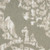7' Olive Green and Ivory Damask Distressed Runner Rug