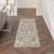 7' Olive Green and Ivory Damask Distressed Runner Rug