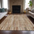 9' X 12' Terra Cotta And Beige Striped Washable Indoor Outdoor Area Rug