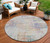 8' Ivory Orange And Blush Round Abstract Washable Indoor Outdoor Area Rug