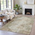 9' X 12' Fern Green And Beige Geometric Washable Indoor Outdoor Area Rug