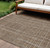 9' X 12' Taupe Brown And Ivory Striped Washable Indoor Outdoor Area Rug