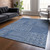 8' X 10' Navy Blue And Ivory Geometric Washable Indoor Outdoor Area Rug