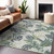 9' X 12' Artichoke Green Lavender And Ivory Botanical Leaves Washable Indoor Outdoor Area Rug