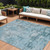 10' X 14' Teal Blue Aqua And Gray Floral Washable Indoor Outdoor Area Rug
