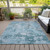 10' X 14' Teal Blue Aqua And Gray Floral Washable Indoor Outdoor Area Rug