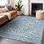 8' X 10' Sky Blue And Ivory Oriental Washable Indoor Outdoor Area Rug