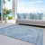 8' X 10' Sky Blue And Ivory Oriental Washable Indoor Outdoor Area Rug