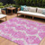 8' X 10' Pink Blush And Mauve Abstract Washable Indoor Outdoor Area Rug
