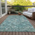 9' X 12' Sage Teal Blue And Gray Geometric Washable Indoor Outdoor Area Rug