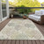 8' X 10' Beige Taupe And Artichoke Green Floral Washable Indoor Outdoor Area Rug