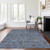 5' X 8' Blue Gray And Charcoal Floral Washable Indoor Outdoor Area Rug
