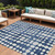 9' X 12' Navy Blue And Ivory Abstract Washable Indoor Outdoor Area Rug