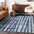 9' X 12' Navy Blue And Ivory Abstract Washable Indoor Outdoor Area Rug