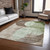8' X 10' Artichoke Green Brown And Beige Geometric Washable Indoor Outdoor Area Rug