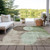 8' X 10' Artichoke Green Brown And Beige Geometric Washable Indoor Outdoor Area Rug