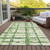 3' X 5' Artichoke Green And Emerald Striped Washable Indoor Outdoor Area Rug