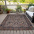 8' X 10' Brown And Beige Floral Washable Indoor Outdoor Area Rug