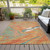 9' X 12' Orange Green And Beige Abstract Washable Indoor Outdoor Area Rug