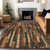 8' X 10' Coffee And Brown Striped Washable Indoor Outdoor Area Rug