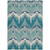 8' X 10' Teal Blue Navy Blue And Ivory Ikat Washable Indoor Outdoor Area Rug