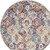5' Ivory Red and Blue Ogee Distressed Non Skid Round Rug