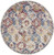 5' Ivory Red and Blue Ogee Distressed Non Skid Round Rug