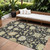 8' X 10' Black And Ivory Floral Washable Indoor Outdoor Area Rug