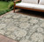 9' X 12' Taupe Beige And Gray Floral Washable Indoor Outdoor Area Rug