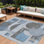 9' X 12' Blue And Gray Geometric Washable Indoor Outdoor Area Rug